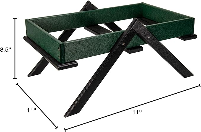 JCs Wildlife Removable Tray Ground Bird Feeder - Platform Bird Feeder - Holds 8 Cups of Seed (Large, Green)
