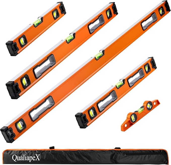 5-Piece Spirit Level Set, 10", 16", 24", 32", 48" Level Set with Magnetic Torpedo Level
