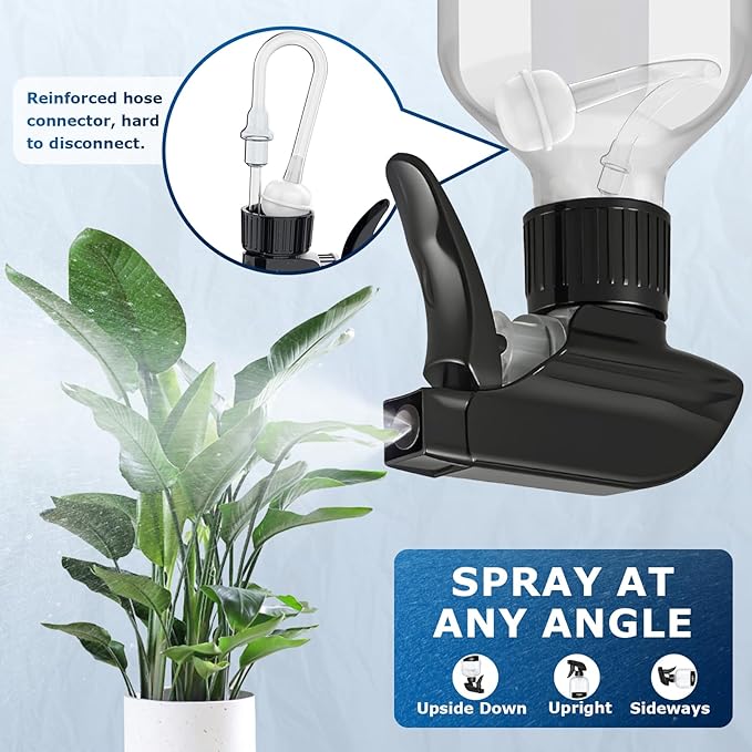 Veco 360° Spray Bottles with Adjustable Nozzle, 10oz/300mL Spray Bottle for Cleaning Solution, Plastic Spray Bottles for Hair Cooking Plant Pet, No Leak and Clog (2 Pack & Foldable Funnel)