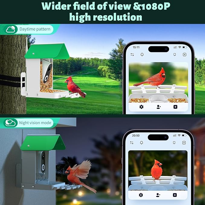 Smart Bird Feeder Camera AI Identify 8000+ Birds,Auto Capture Videos & APP Notify Video Camera for Bird Lovers-Ideal Gift for Family
