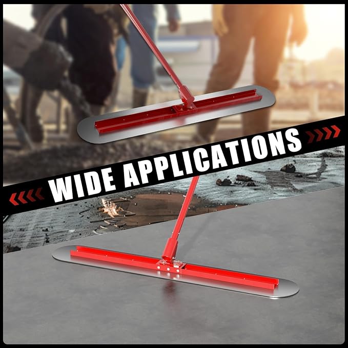 Concrete Bull Float Tool Kit, 47'' x 8'' Concrete Float, Round End Stainless Steel Trowel Board Kit Tool, Cement Trowel Tools Float Bracket, Handle Concrete Tools Finishing with Handles