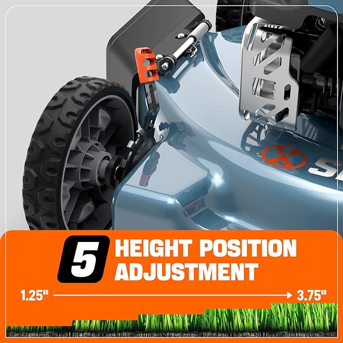 SENIX 144 cc Gas Lawn Mower, 20 inch 4-Cycle Push Mower, Side Discharge, 5 Position Cutting Height Adjustment, Low Noise & Fuel-Efficient for Lawn, Yard and Garden (LSPG-L5)