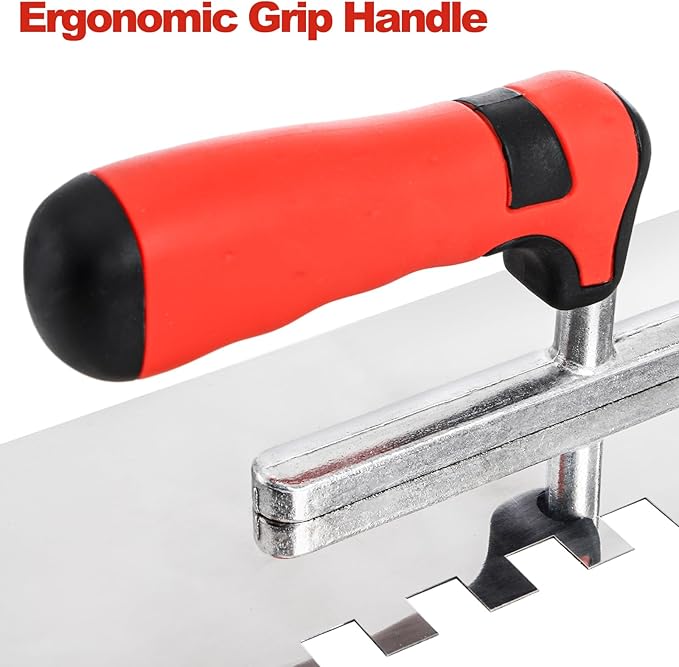 Peohud 3 Pcs Concrete Trowel, Stainless Steel Square Notched Trowel, Flat Finishing Trowel for Tile Cement Drywall Plastering Wall Floor Tiling Installation, Masonry Hand Tool Kit