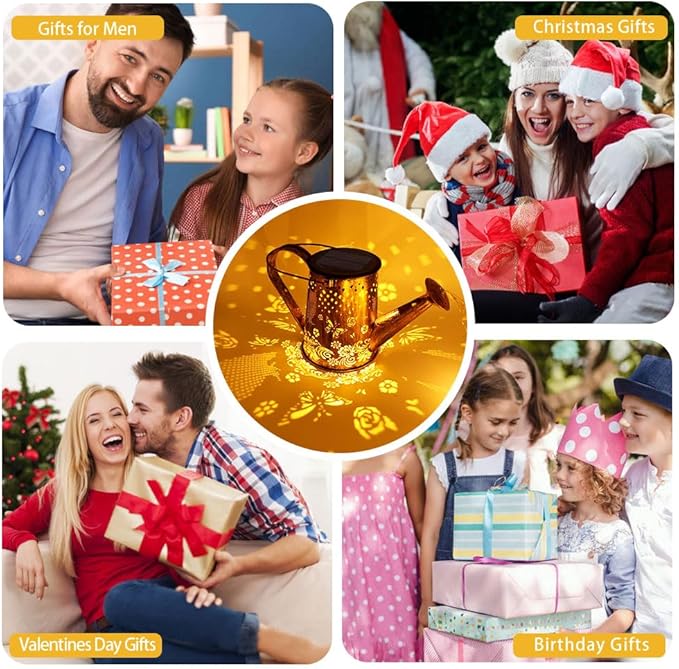 Solar Watering Can Lights, Unique Gardening Owl Gifts for Christmas Mom Women Grandma Birthday, Waterproof Large Hanging Solar Lantern for Outdoor Garden Patio Yard Pathway