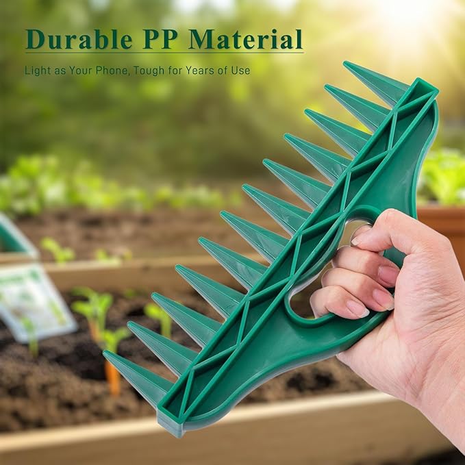 12-Hole Seed Planter Tool for Raised Beds & Pots - Fixed-Spacing Garden Dibber, Hand-Depth Control (Solid 190g)