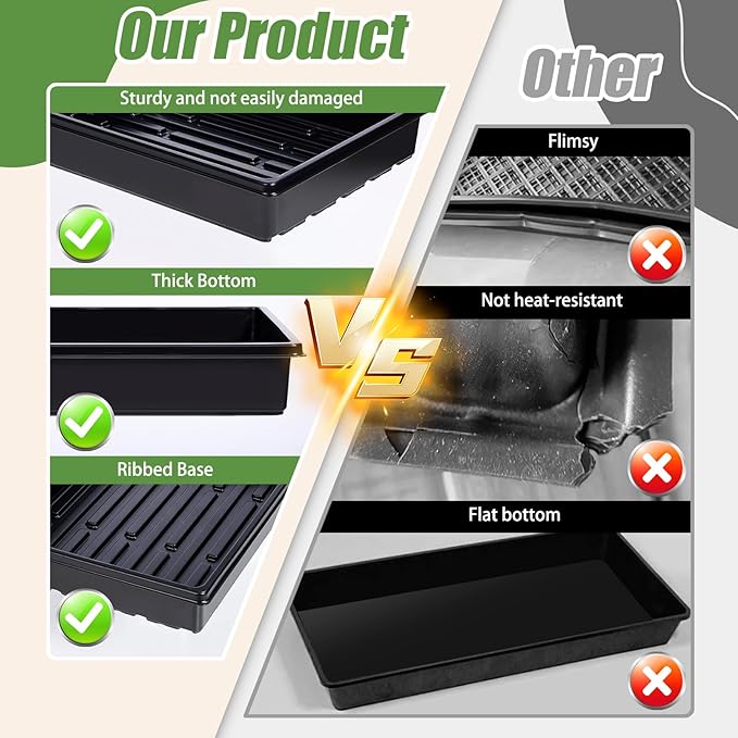 5 Pcs Seed Starter Tray, 3.5 Inch (9CM) 60 Pcs Nursery Pots Kit, Thickened Seed Starting Trays Square Seedling Pots for Plants Sturdy Microgreens Growing Trays Reusable Germination Tray(Black)