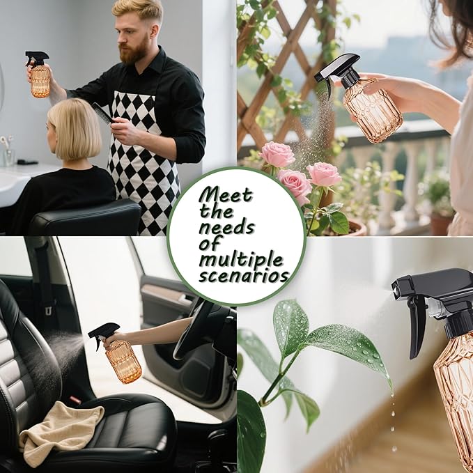 Glass Handheld Spray Bottle, 15oz Refillable Water Bottle Spray, Reusable Adjustable Nozzle Plant Mister Spray Bottles Indoor, Plant Mister for Hair, Cleaning, Gardening, Pets Care (Green)