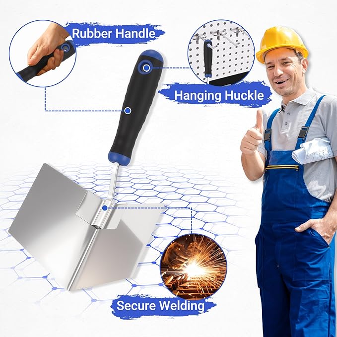 2-Pack Drywall Corner Trowel Set - 5" Stainless Steel Outside & 3.9" Inside Corner Knife for Sheetrock, Stucco, Concrete - Professional Corner Finishing Tools for Drywall & Plastering