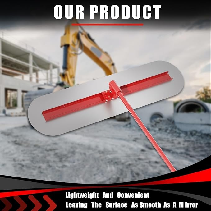 Concrete Bull Float Tool Kit, 47'' x 8'' Concrete Float, Round End Stainless Steel Trowel Board Kit Tool, Cement Trowel Tools Float Bracket, Handle Concrete Tools Finishing with Handles