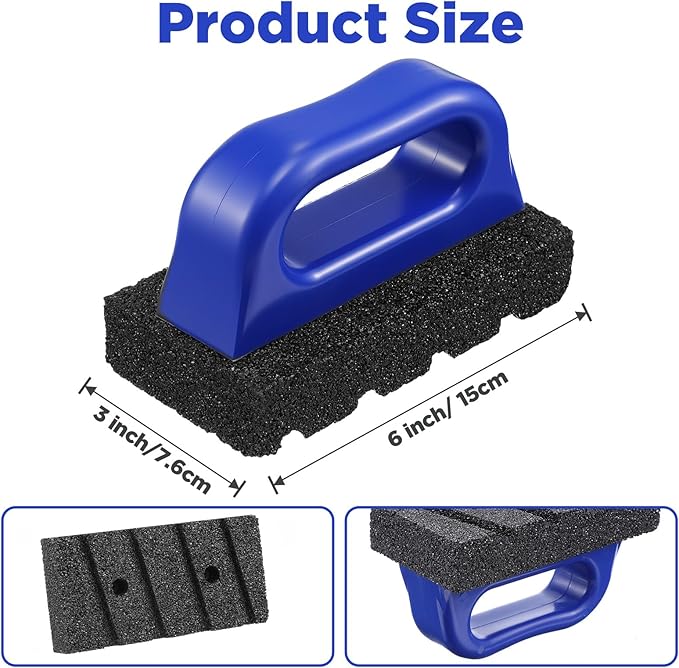 3 Pcs Rub Brick with Handle Concrete 20 Grit Masonry Tools Smoothing Cleaning Removing Marks Tool (Blue)