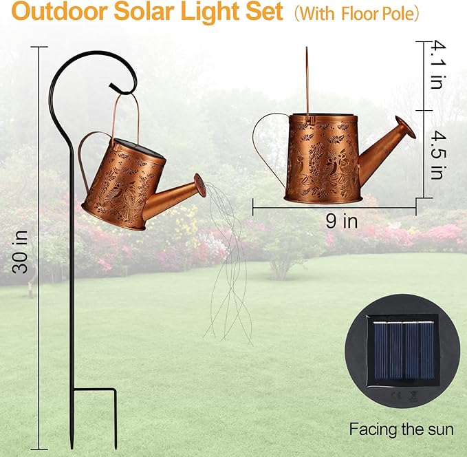 Solar Watering Can Light, Solar Powered Hanging Lantern Landscape Lights, Decorative Garden for Yard Waterproof Garden Decor, Gifts for Mom, Grandma（Cardinal）