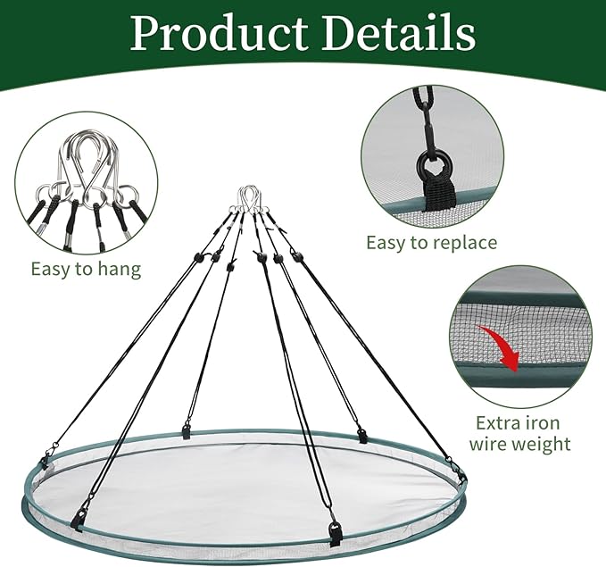 2 Pack Bird Seed Catcher Trays for Hanging Bird Feeder Platform 30" Seed Catcher for Hummingbird Feeders with Adjustable Hanging Hoop for Outdoor Garden