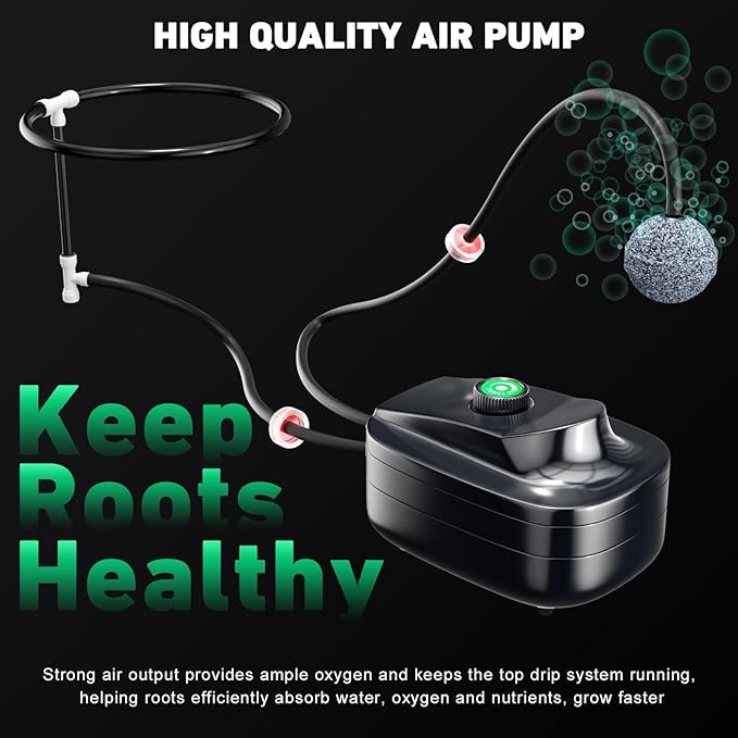 2 Buckets DWC Hydroponics Grow System with Top Drip Kit, 7 Gallon Deep Water Culture with Air Pump, Air Stone, Air Hose, Recirculating Drip Garden System