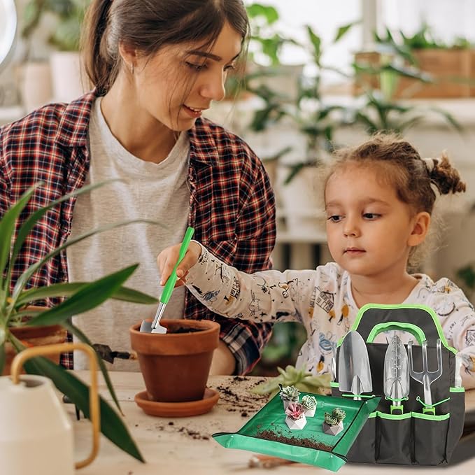 Gardening Tool Set 39 Pieces, Succulent Tools 28 Pieces, 9 Heavy Duty Garden Tools, 39.4 inch Gardening Mat and Garden Tool Bag, Gardening Kit for Indoor and Outdoor, Great Gardening Gift for Mom.