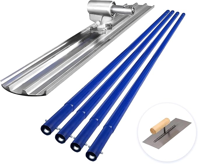 Bull Float Aluminum Magnesium Alloy Concrete Float 48"x8" Round End Board Kit trowel Tool Cement Tools Float Bracket Concrete Tools Finishing With 48" Handle x4 VOYAR