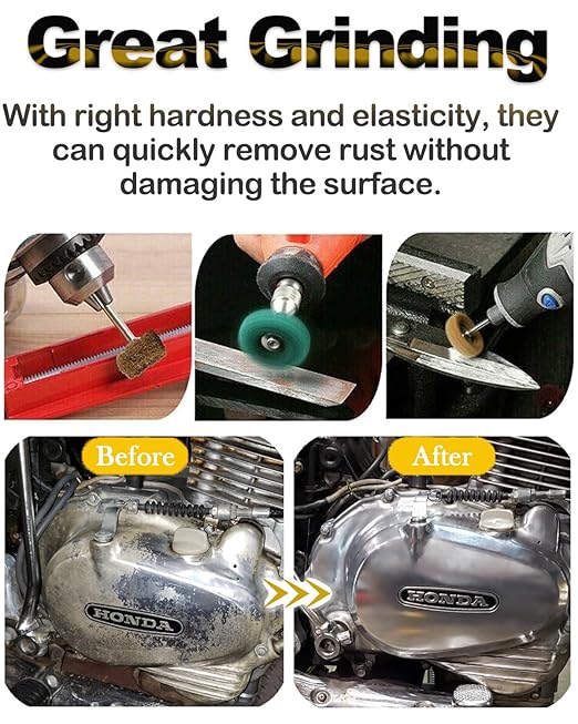 Rocaris 300 Pack Abrasive Wheels, 1“ Abrasive Buffing Polishing Wheels Burr for Rotary Tools-1/8 Shank, for Bulk Pruchase