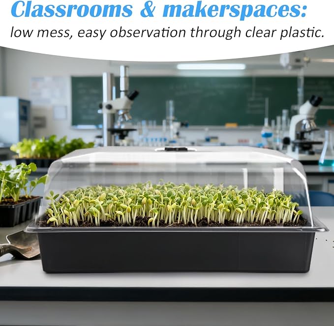 5-Pack No Drip Seed Starter Trays with 4" Humidity Dome - 240 Cells Deep Root Plug Trays, 2.76" Depth for Strong Roots Perfect for Vegetables, Herbs, Flowers & Plant Propagation, Gardening Supplies