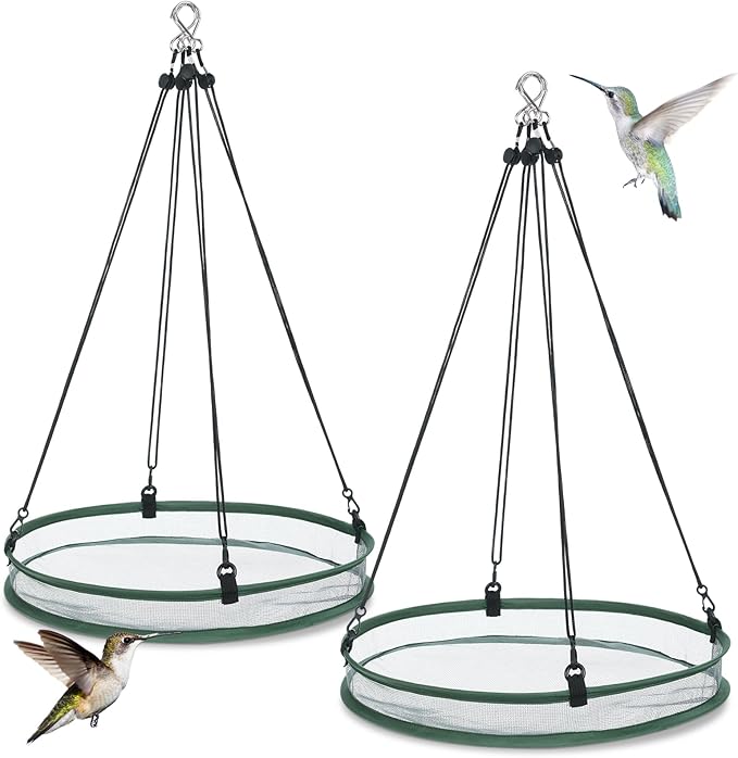 Universal Wild Bird Seed Catcher Hanging Hoop Platform Bird Seed Catcher Tray for Hummingbird Feeders Bee Feeder Outdoor Garden Accessories(1 Pieces,16 Inch)