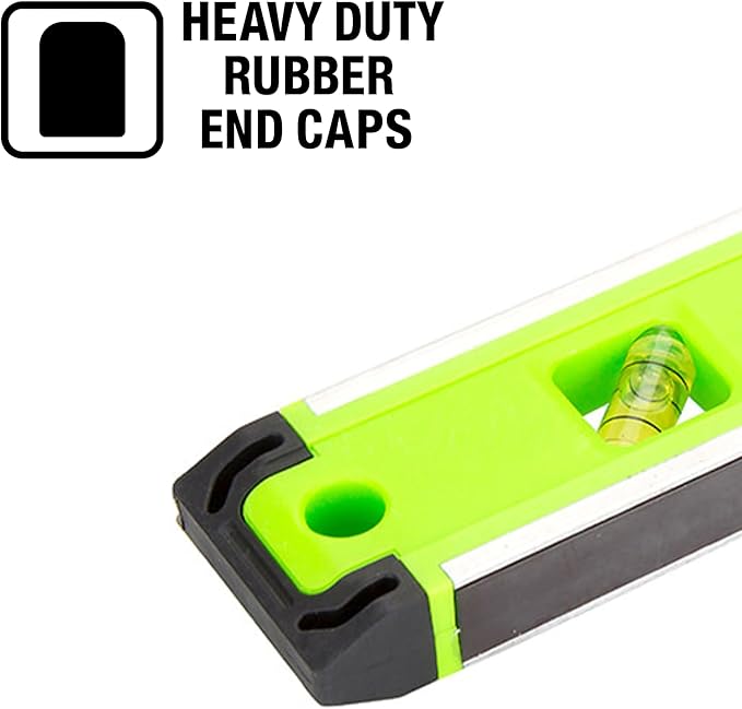 Mayes 10794 Torpedo Level 12", Made in USA Magnetic Level, Use for Slope, Drainage, and Conduit Work, V-Groove Aluminum Frame with Pitch Vial and Top View Windows