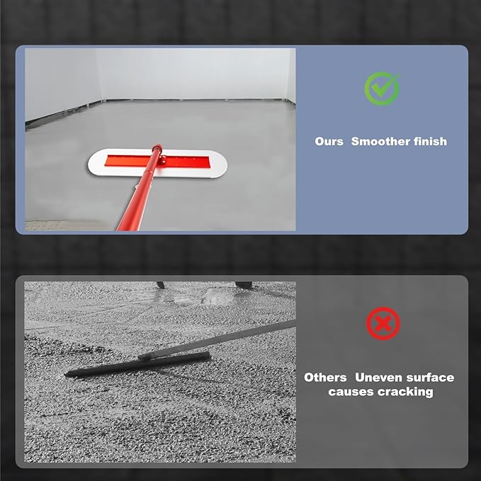 Bull Float Concrete Tools｜48’’×12’’ Stainless Steel Concrete Float with 4 Combinable Handles｜Concrete Bull Float with Trowel｜Concrete Bull Float Kit for Concrete Finishing