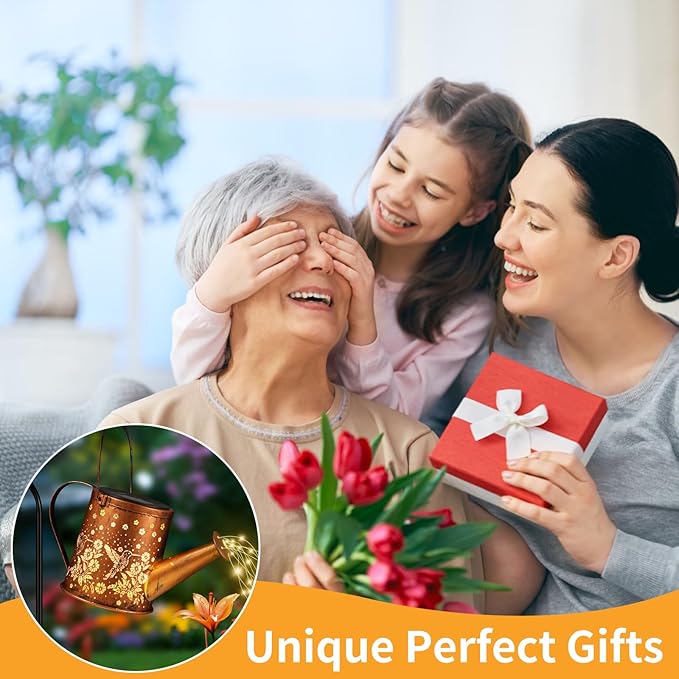 Solar Watering Can Light, Solar Powered Hanging Lantern Landscape Lights, Decorative Garden for Yard Waterproof Garden Decor, Gifts for Mom, Grandma（Hummingbird）