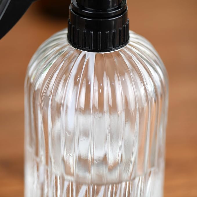 Handheld Glass Spray Bottle - 16 oz with Adjustable Nozzle for Watering Indoor and Outdoor Potted Plants and Greenery and More, 2.8 x 8.2in (clear)