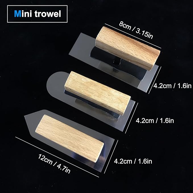 4.7" x 1.6" Miniature Drywall Trowel 3-pes set,Batch Knife,Premium Push Blade | Professional Grade Stainless Steel Plastering Trowel | Multi Purpose Plaster Finishing Trowel Hand Tool Combination