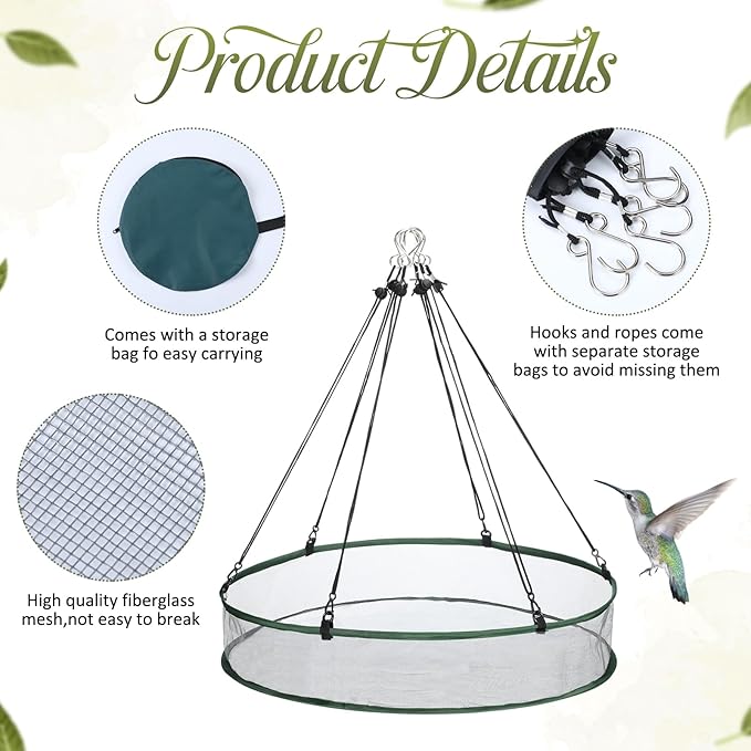 Universal Wild Bird Seed Catcher Hanging Hoop Platform Bird Seed Catcher Tray for Hummingbird Feeders Bee Feeder Outdoor Garden Accessories(2 Pieces,24 Inch)