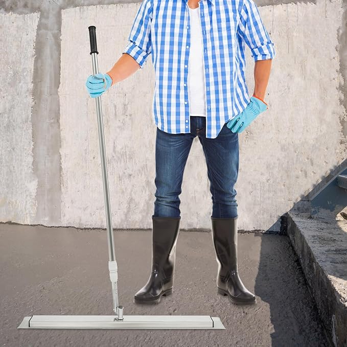 Bull Float Concrete Float, Concrete Trowel, Stainless Steel Leveling Tool, Adjustable 3.94-6.56ft Telescopic Pole for Smoothing Floors/Walls (31.5" Blade)