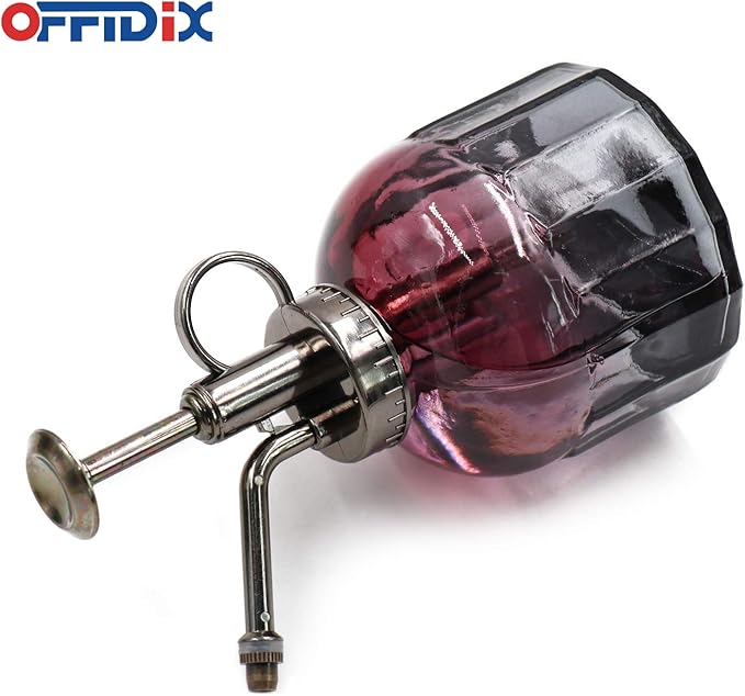 OFFIDIX Glass Spray Bottle,Flower Mister Indoor Plant Watering Can Plant Mister with Bronze Plastic Top Pump Glass Small Watering Can One Hand Small Watering Cans for House Plants