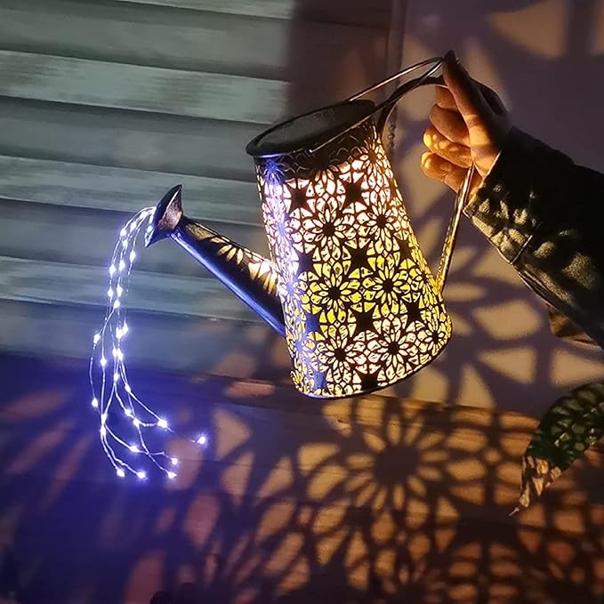 Solar Watering Can Lights,Christmas Large Retro Metal Hanging Solar Lights Outdoor Waterproof, Birthday Gifts for Women Mom Grandma Garden Decor Yard Light LED Decoration Outside for Porch Lawn Patio