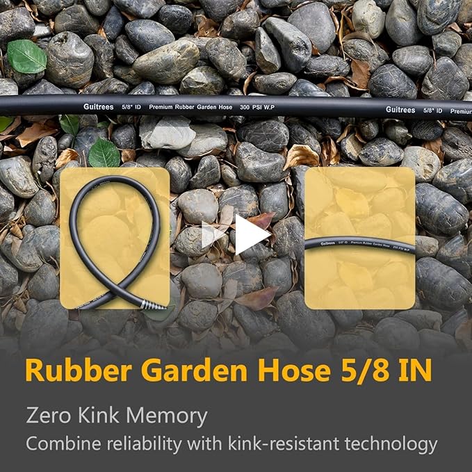 Leader Garden Hose 15ft x 5/8", Heavy Duty Short Water Hose, Male to Female Fittings, Five Layered Braiding for Durability, 1000PSI Burst, 200PSI Working (Black)