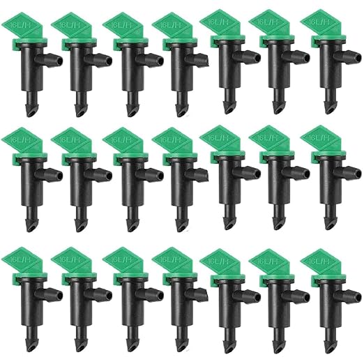 Drip Emitter, Garden Flag Irrigation Drippers 4 GPH, 16L/H Water Sprinkler Emitters Head Connect 4-7mm Hose for Trees and Shrubs Watering 100PCS