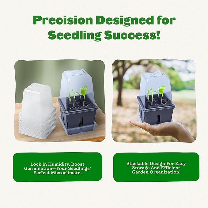 Epic Gardening Reusable Germination Domes & Trays - Easy Watering Seed Starting - Gardener Friendly Plant Trays for Seedlings | UV-Treated & BPA-Free (16)