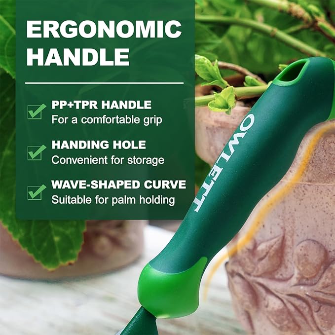 Hand Weed Puller Tool, 5-in-1 Multipurpose Garden Trowel with Soft Handle, Weeding Tool with Serrated Edges Measuring Scale for Easy Weeder Removal, Planting, Transplanting, Digging, Cutting