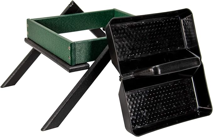 JCs Wildlife Removable Tray Ground Bird Feeder - Platform Bird Feeder - Holds 4 Cups of Seed (Medium, Green)