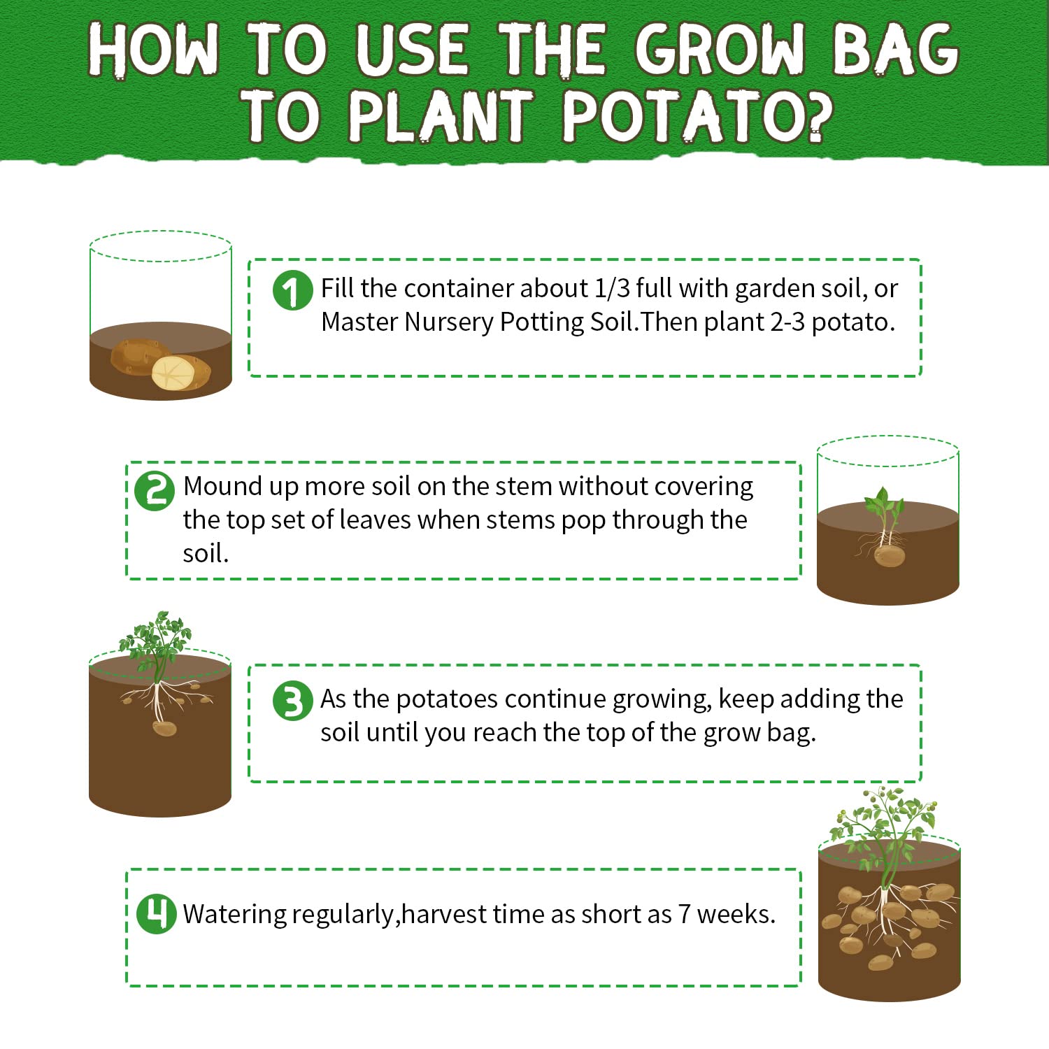 SCENGCLOS 10 Gallon Potato Grow Bags, 6 Pack, Two-Sided Transparent Flap, Breathable Non-Woven Fabric, Large Capacity, Durable Handle, Ideal for Indoor/Outdoor Use