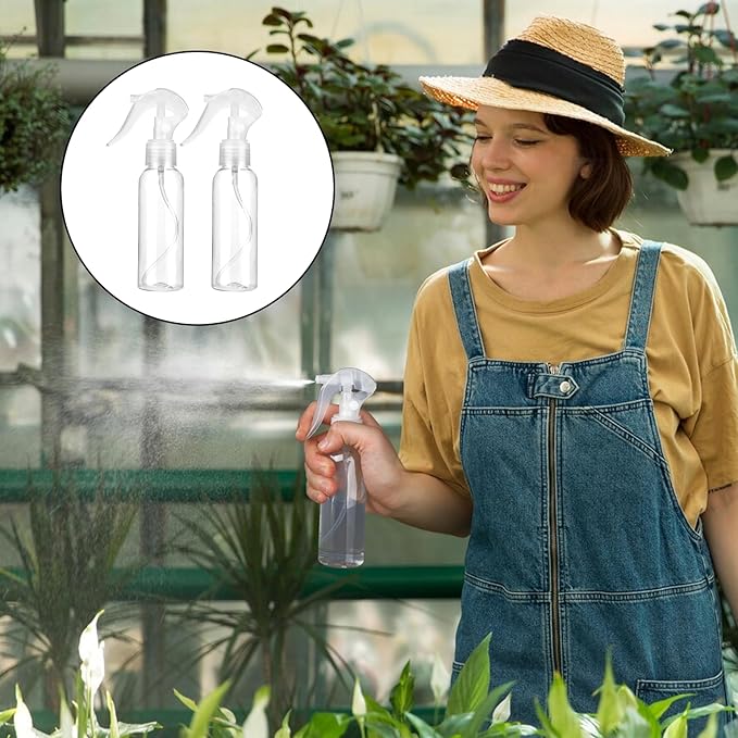 KALIONE 2 Pcs Small Spray Bottles 3.5oz/100ml Mist Continuous Spray Bottle for Essential Oils Water Squirt Reusable Liquid Container Mini Mister Spray Bottles with 2 Pcs Funnels and 16 Pcs Labels