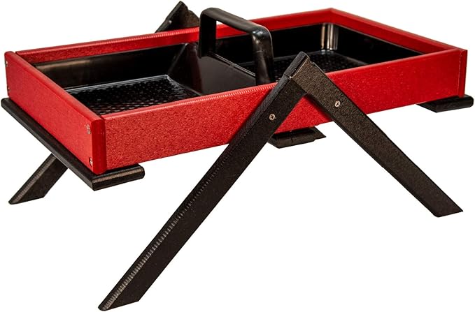 JCs Wildlife Removable Tray Ground Bird Feeder - Platform Bird Feeder - Holds 8 Cups of Seed (Large, Cardinal Red)