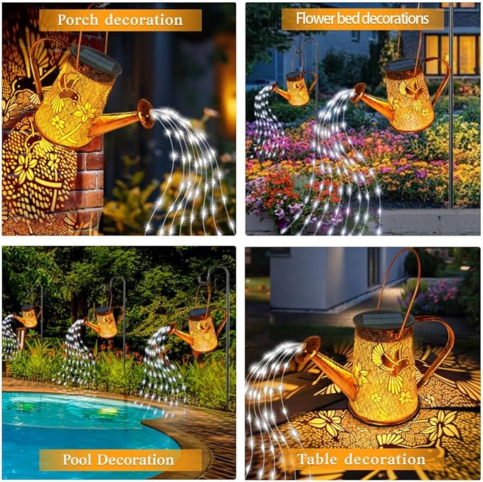Solar Watering Can Lights, Hummingbird Gifts for Christmas Women Mom Grandma Birthday, Waterproof Outdoor Garden Decor Large Hanging Solar Lanterns Garden Lights for Patio Porch Yard Flowerbed Pathway