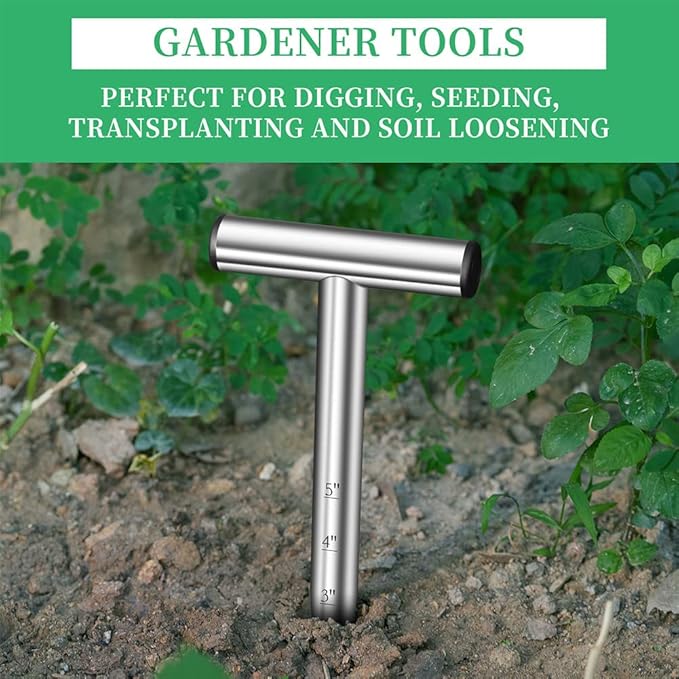 Hand Dibber, Seed Dibber, Bulb Planter Tool, Seed Planter Tool, Hole Digger for Plant Labels, for Self Watering Stakes, Hand Held Bulb Planter for Tulip Daffodil Crocus Garden Tool