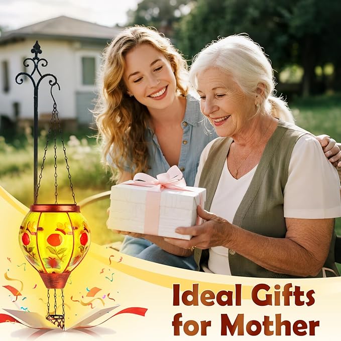 Butterfly Solar Hot Air Balloon Lantern,Outdoor Decor with Flame Lights Waterproof, Hanging for Garden Yard Lawn Patio, Unique Gifts for Women Mom Grandma Gardener for Mother'Day Christmas