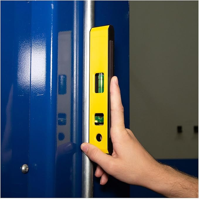 Mayes 10198 8" Magnetic Torpedo Level, Made in USA Magnetic Level for Metal Surface Use, High-Visibility Vials, Lightweight Plastic