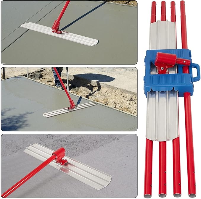 Bull Float Concrete Tool, Concrete Bull Float, 48 in x 8 in Magnesium Aluminum Concrete Float with 4 Combinable Handles, Trowel with Carrying Aid, Concrete Bull Float Kit for Concrete Finishes