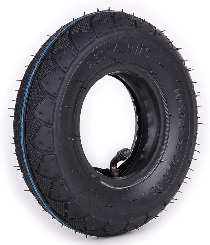 (2-Pack) 2.80/2.50-4" Tire & Inner Tube 8" Outer Diameter for Hand Truck Garden Utility Cart Dollies Lawn Mower Wheelbarrow Tractor, TR87 Angled Valve Stem