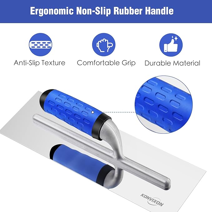 3PCS Drywall Trowel, Stainless Steel Finishing Masonry Trowel Set Includes 16"x 4", 14"x 4",12" x 4" Rust-Resistant Concrete Finishing Trowels, Flat Trowels for Plaster & Wallboard Finishing