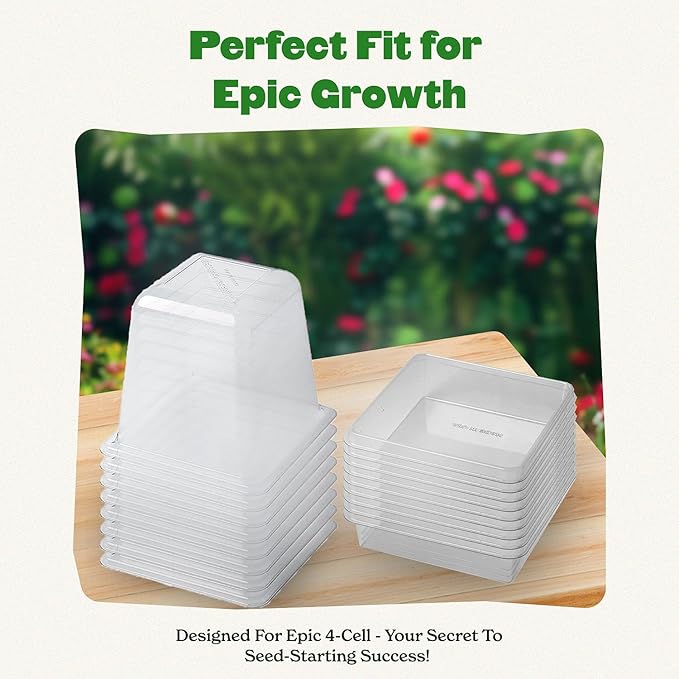 Epic Gardening Reusable Germination Domes & Trays - Easy Watering Seed Starting - Gardener Friendly Plant Trays for Seedlings | UV-Treated & BPA-Free (16)