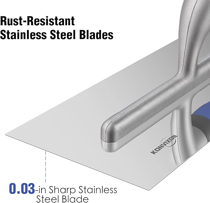 3PCS Drywall Trowel, Stainless Steel Finishing Masonry Trowel Set Includes 16"x 4", 14"x 4",12" x 4" Rust-Resistant Concrete Finishing Trowels, Flat Trowels for Plaster & Wallboard Finishing