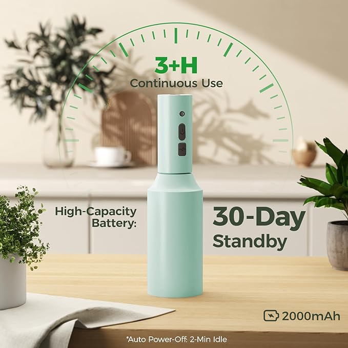 Bamworld Rechargeable Battery Powered Sprayer Electric Spray Bottle 750ml Continuous Mist Sprayer for Plants Cleaning Hairstyling Gardening USB Fast Charging Indoor Outdoor Use Hands-Free Green