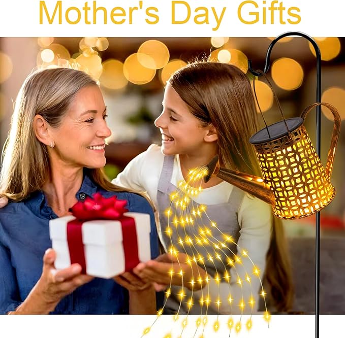 Solar Watering Can Lights, Unique Gifts for Christmas Women Mom Grandma Birthday, Waterproof Outdoor Garden Decor Large Hanging Solar Lanterns Garden Lights for Patio Porch Yard Flowerbed Pathway